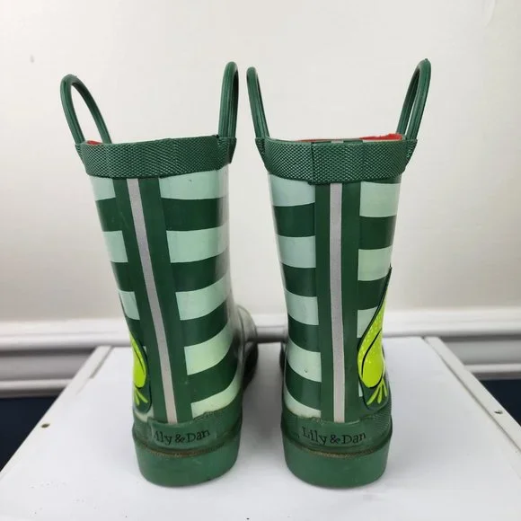 Lily & Dan Kids Green Frog Rain Boots Size 11/12 - Picture 3 of 7